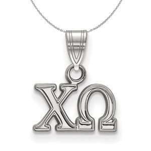 Sterling Silver Chi Omega Small Greek Necklace - 16 Inch